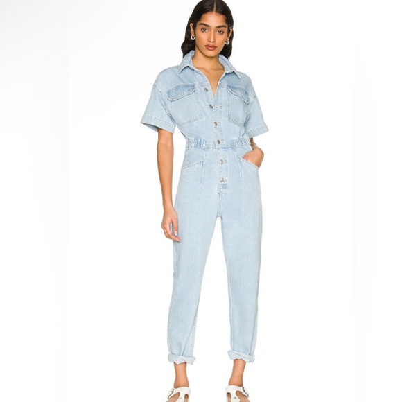 Free people jumpsuit denim blue NWT pockets - Picture 4 of 5